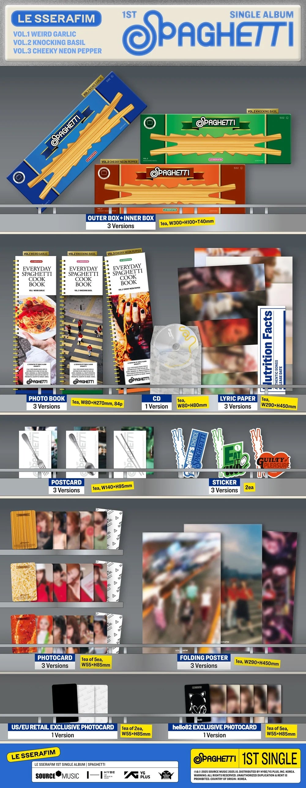 LE SSERAFIM - SPAGHETTI [1st Single Album - hello82 Exclusive Ver.]