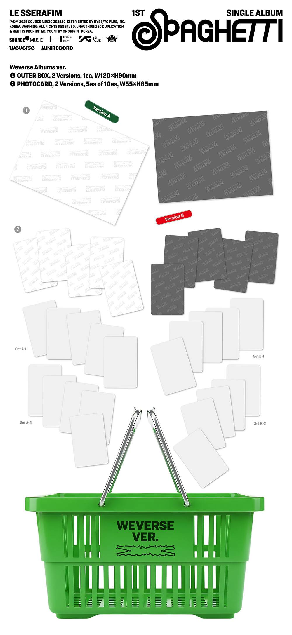 [PRE-ORDER] LE SSERAFIM - SPAGHETTI [1st Single Album - Weverse Albums Ver.]