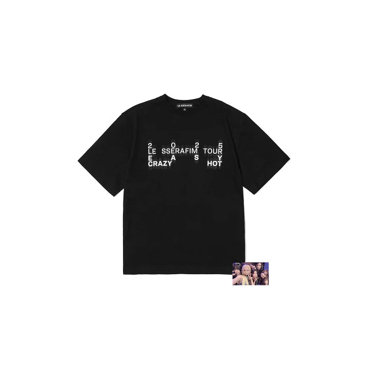 LE SSERAFIM EASY CRAZY HOT フォト Tシャツ XL LE SSERAFIM - S/S T-Shirt (Black) [EASY CRAZY HOT 2025 TOUR