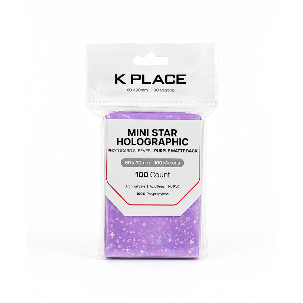 Mini Star Holographic Photocard Sleeves Purple Matte Back 60 × 90mm 100 Microns 100 Count - Main Image 2