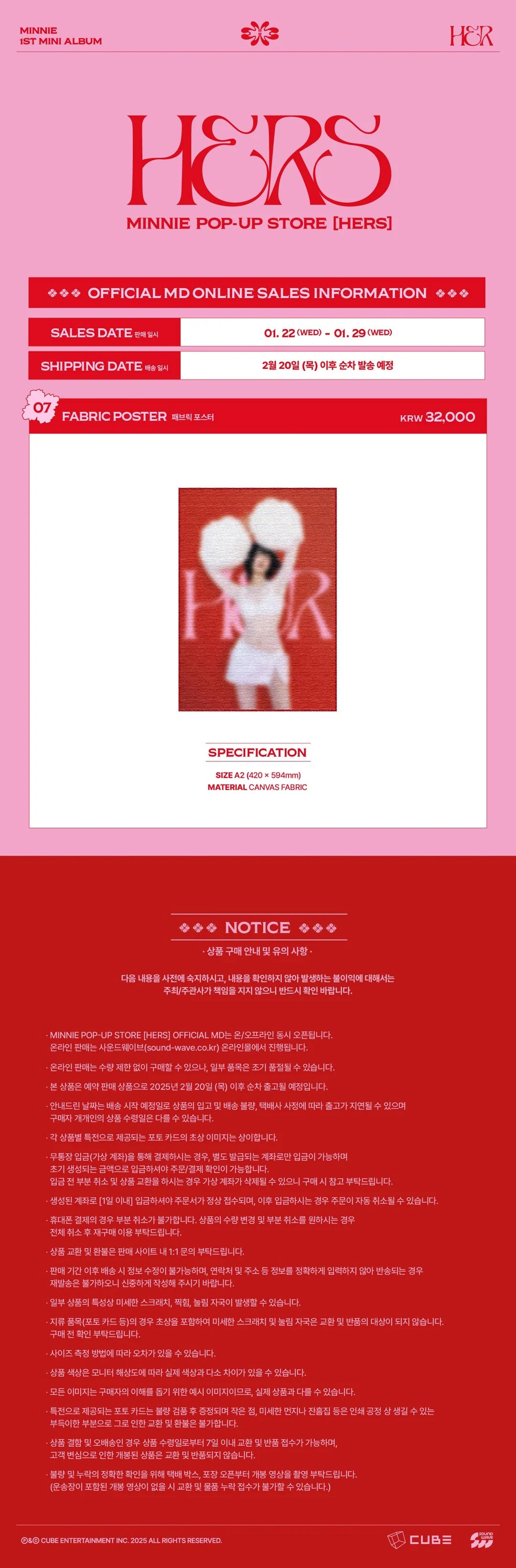 [PRE-ORDER] MINNIE - Fabric Poster [HERS POP-UP Official MD]