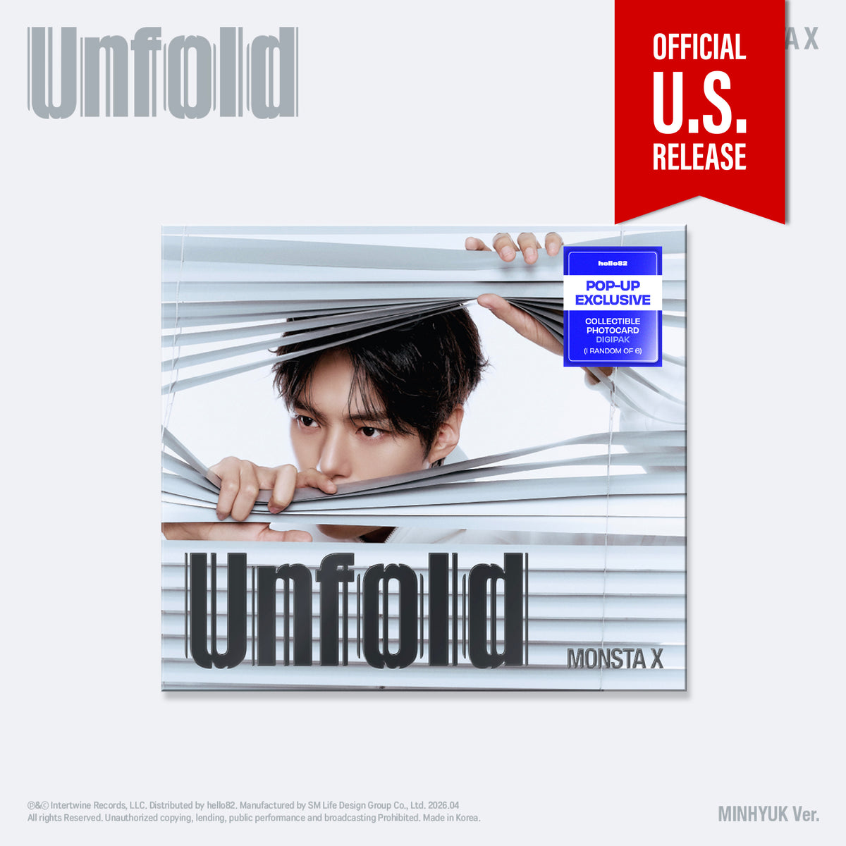 MONSTA X Unfold 3rd English Album Member Digipack POP-UP Exclusive Ver - MINHYUK Ver - Main Image