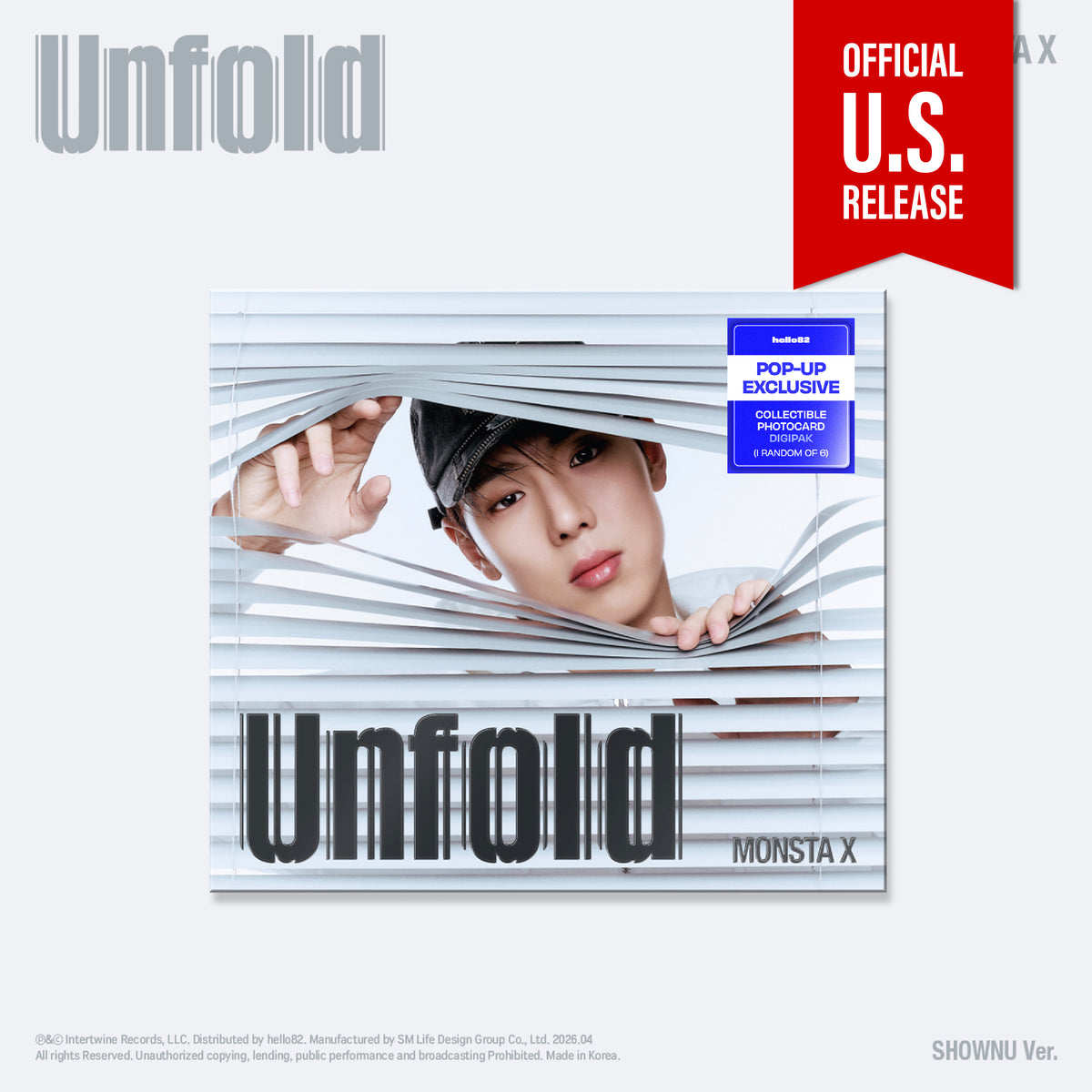 MONSTA X Unfold 3rd English Album Member Digipack POP-UP Exclusive Ver - SHOWNU Ver - Main Image