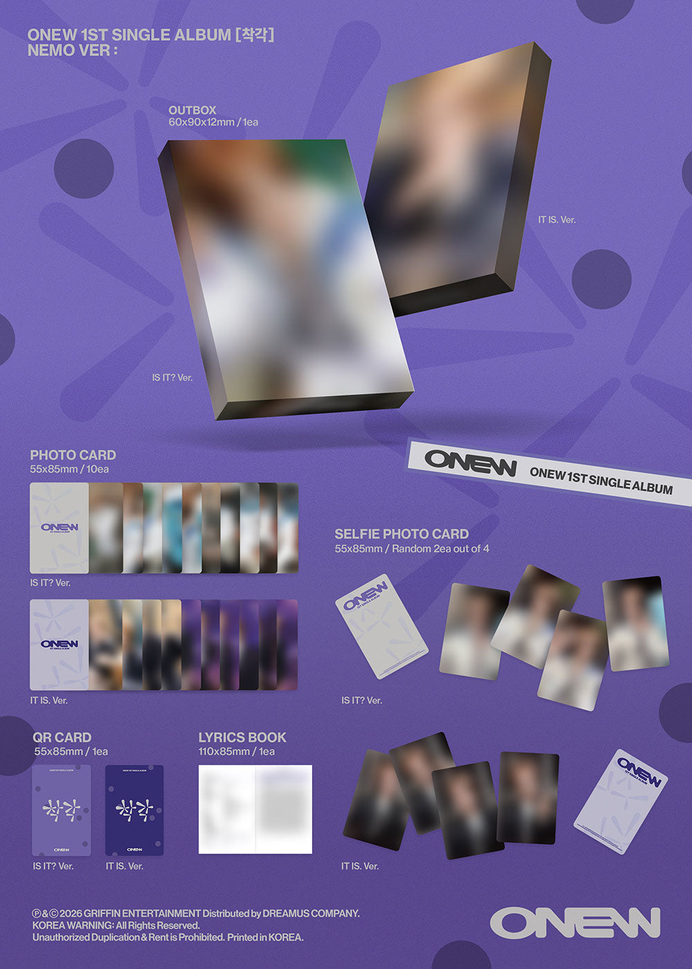 [PRE-ORDER] ONEW - 착각 [1st Single Album - NEMO Ver.] gallery image 1