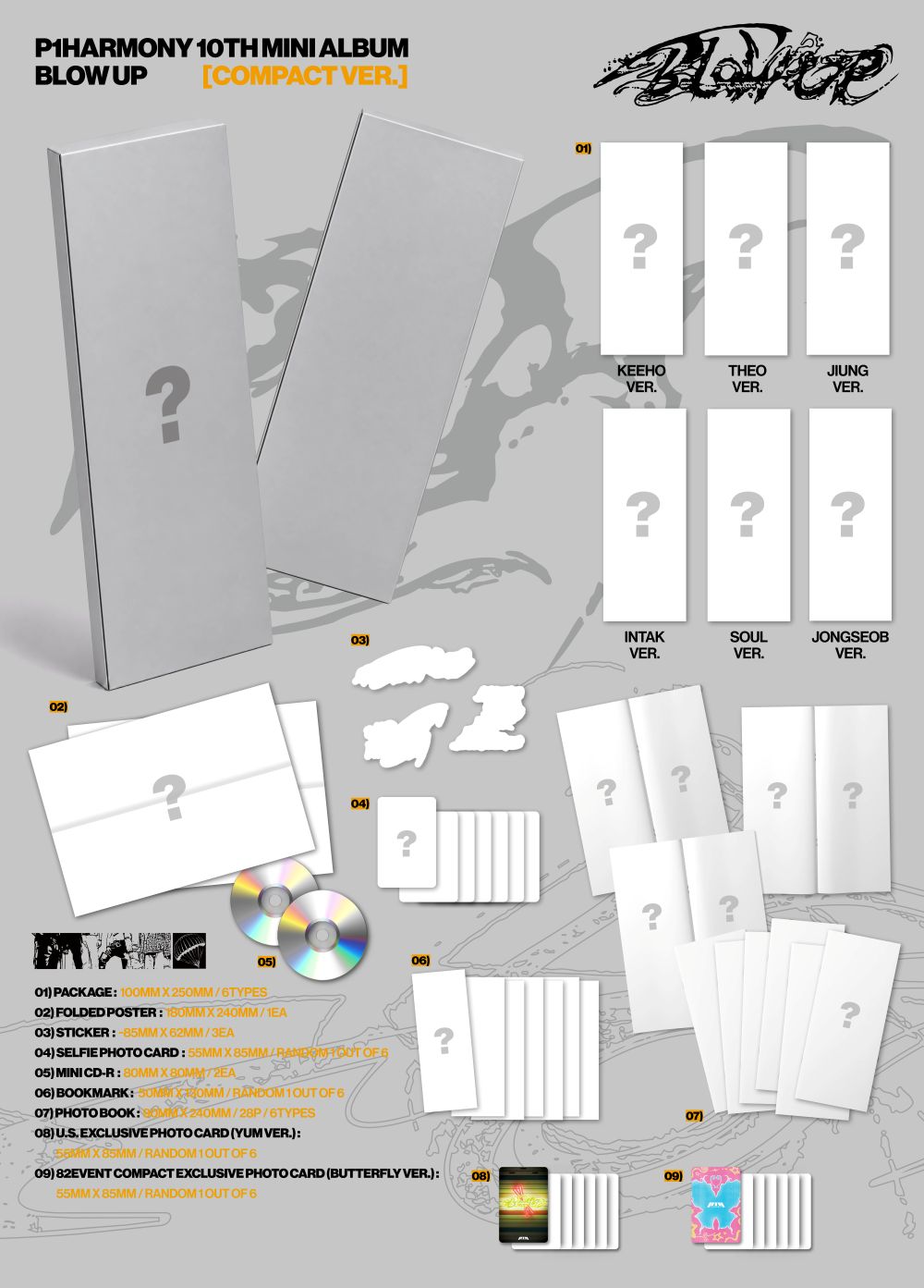 [PRE-ORDER] P1Harmony - BLOW UP [10th Mini Album - 82EVENT Exclusive Compact Ver.] gallery image 1