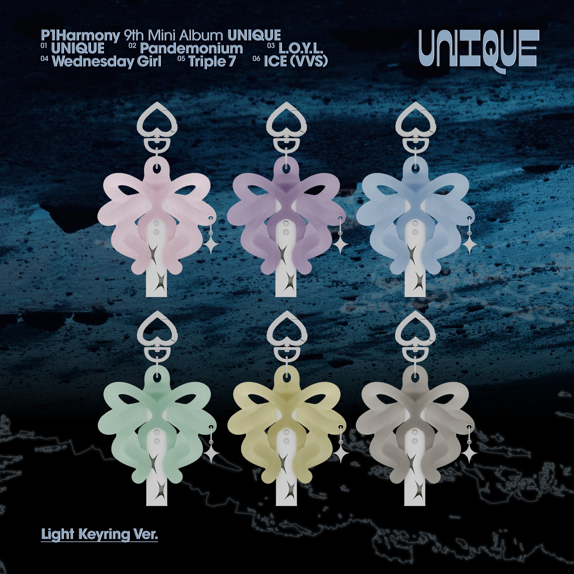 P1Harmony - UNIQUE [9th Mini Album - Light Keyring Ver.] - K PLACE
