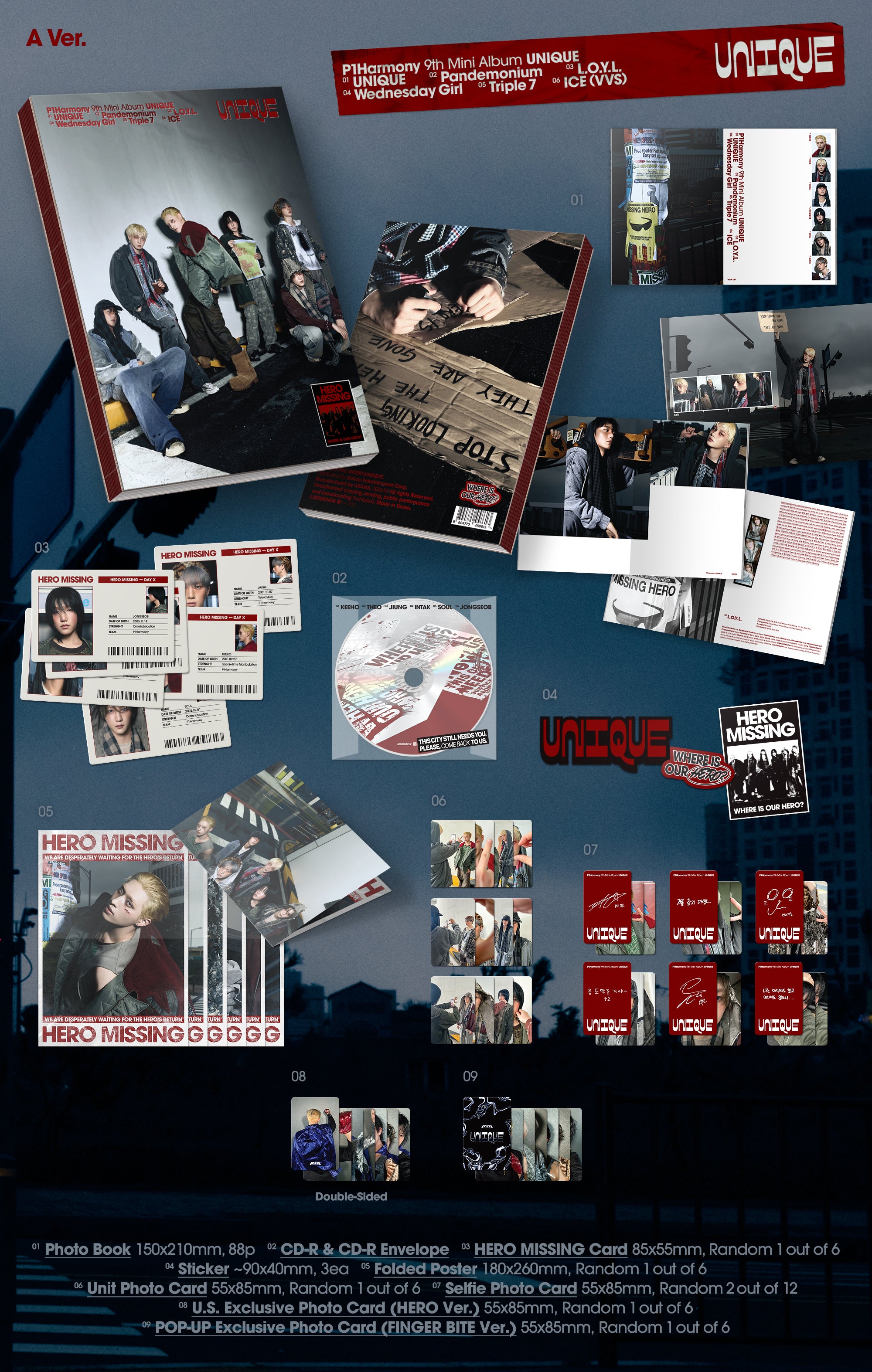 P1Harmony - UNIQUE [9th Mini Album - POP-UP Exclusive Ver.] - K PLACE