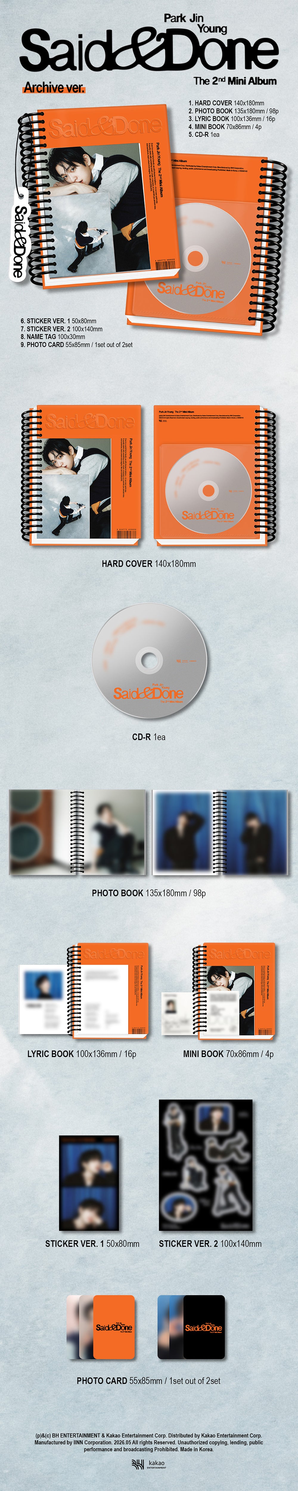 PARK JIN YOUNG - Said & Done [2nd Mini Album - Archive Ver.] gallery image 1