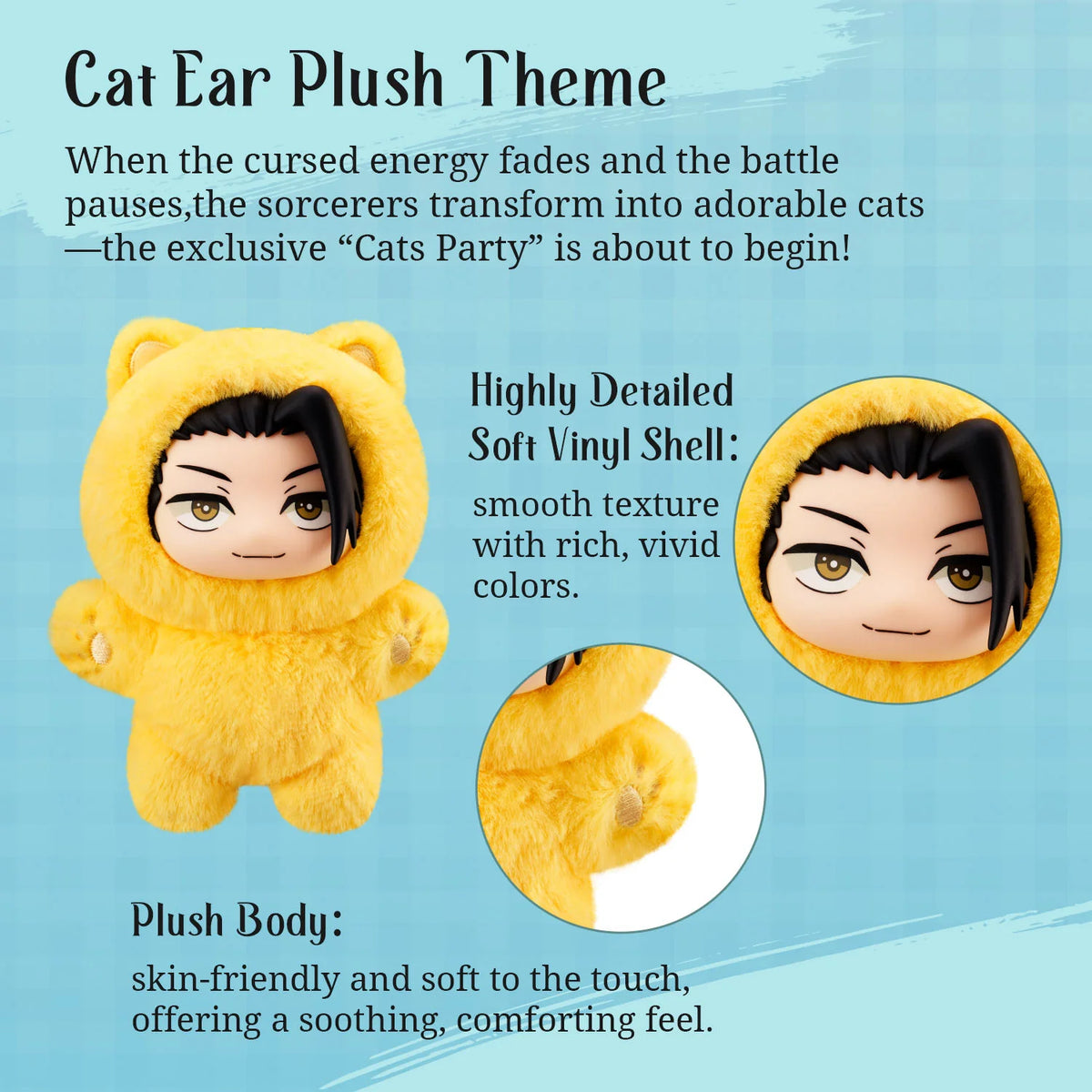 PUREMIND x JUJUTSU KAISEN - Cat Ear Plush Series Vinyl Plush Keyring Blind Box gallery image 3