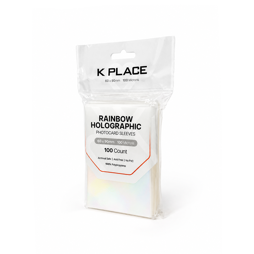 Rainbow Holographic Photocard Sleeves 60 × 90mm 100 Microns 100 Count - Main Image