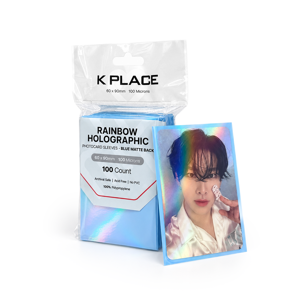 Rainbow Holographic Photocard Sleeves Blue Matte Back 60 × 90mm 100 Microns 100 Count - Main Image 3