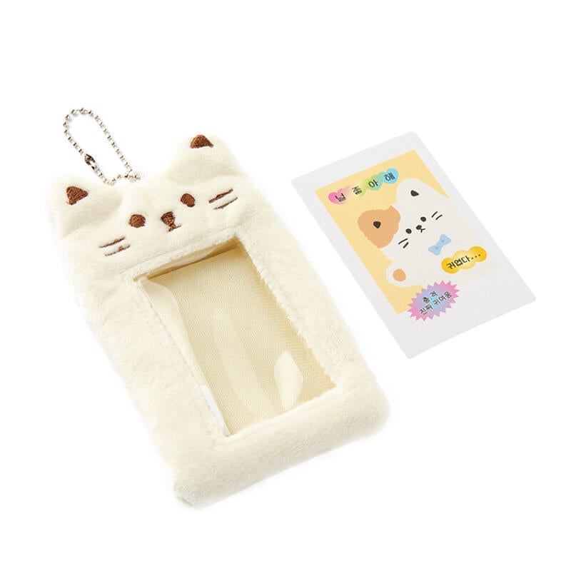 Plush Photo Card Case White Cat - image 3