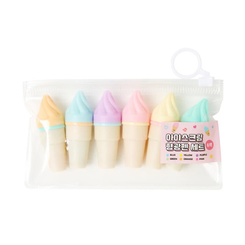 Ice Cream Cone Highlighter 6 Color Set Main Image