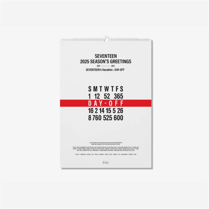 SEVENTEEN 2025 Seasons Greetings Wall Calendar DAY OFF - main image