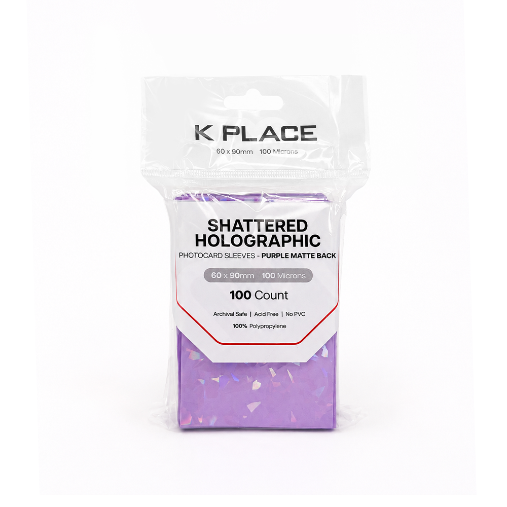 Shattered Holographic Photocard Sleeves Purple Matte Back 60 × 90mm 100 Microns 100 Count - Main Image 2