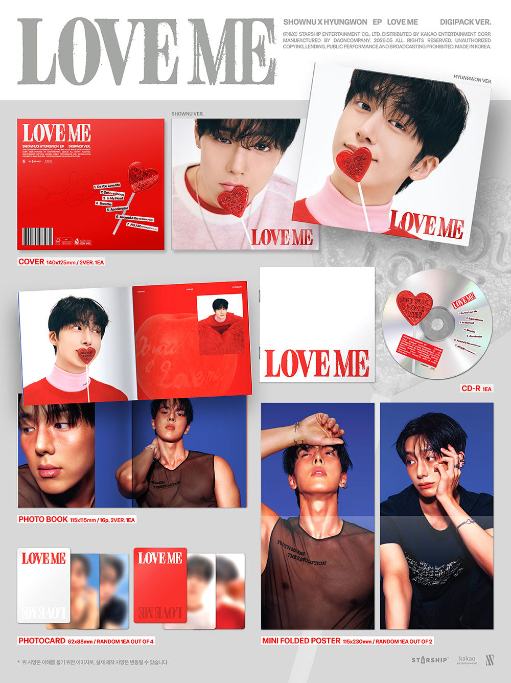 SHOWNU X HYUNGWON - LOVE ME [EP Album - Digipack Ver.] gallery image 1