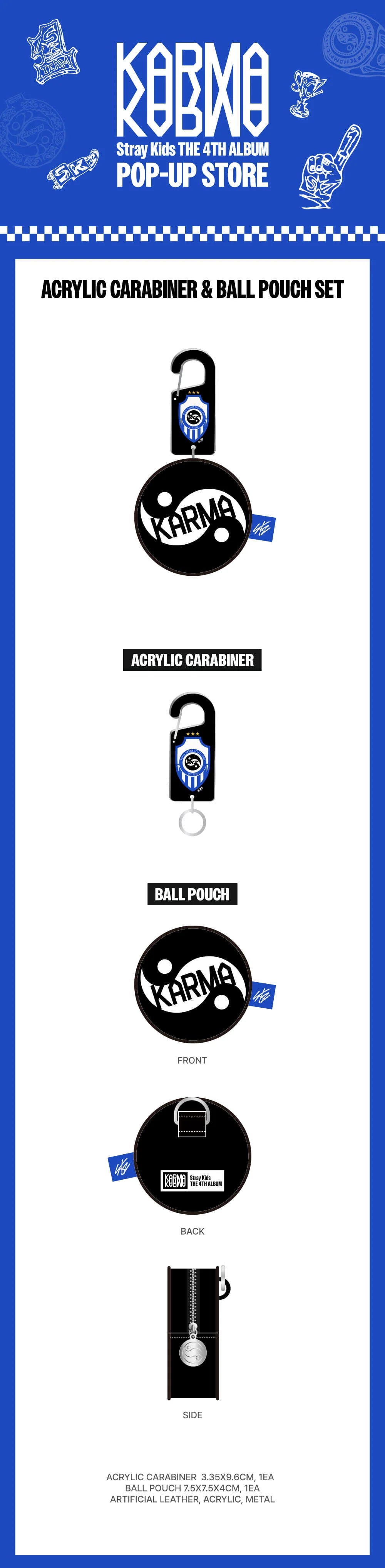 Stray Kids - Acrylic Carabiner & Ball Pouch Set [KARMA POP-UP Store Official MD]