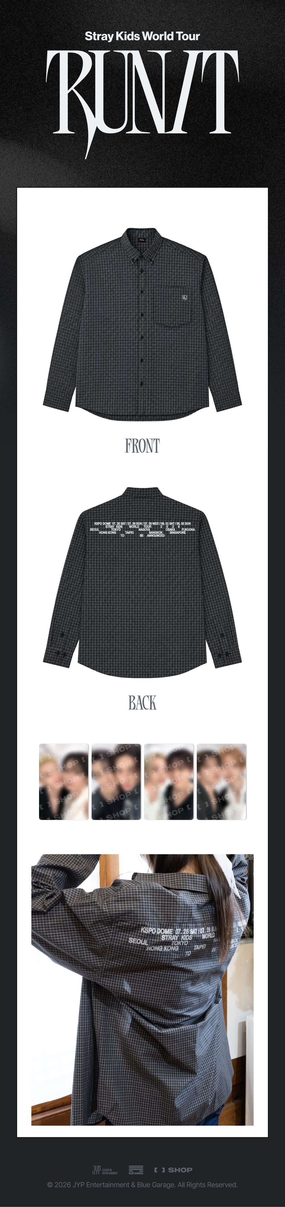 StrayKids スキズ ソウル チェックシャツ ユニットトレカ Stray Kids - Check Shirt ['RUN IT' World Tour Official MD] - K PLACE