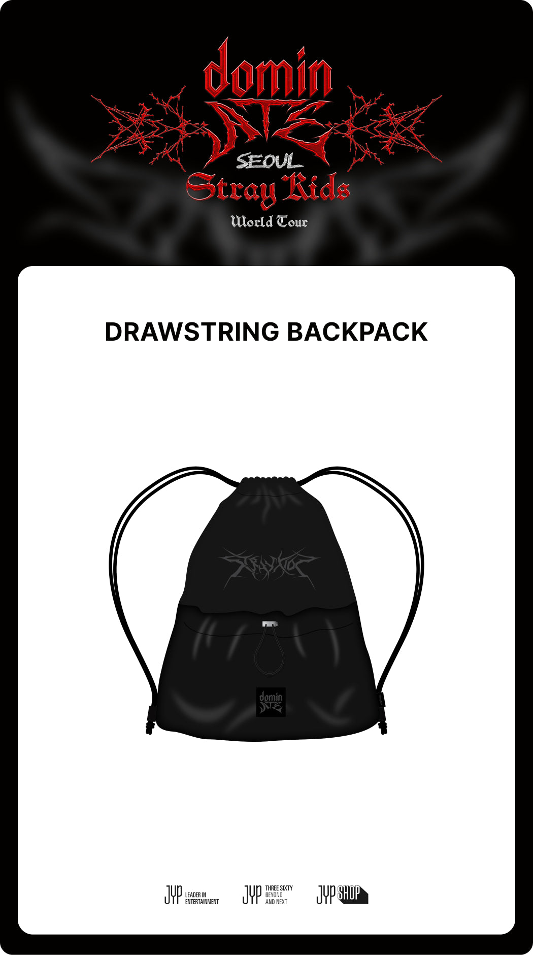 [PRE-ORDER] Stray Kids - Drawstring Backpack ['dominATE SEOUL' World Tour Official MD]