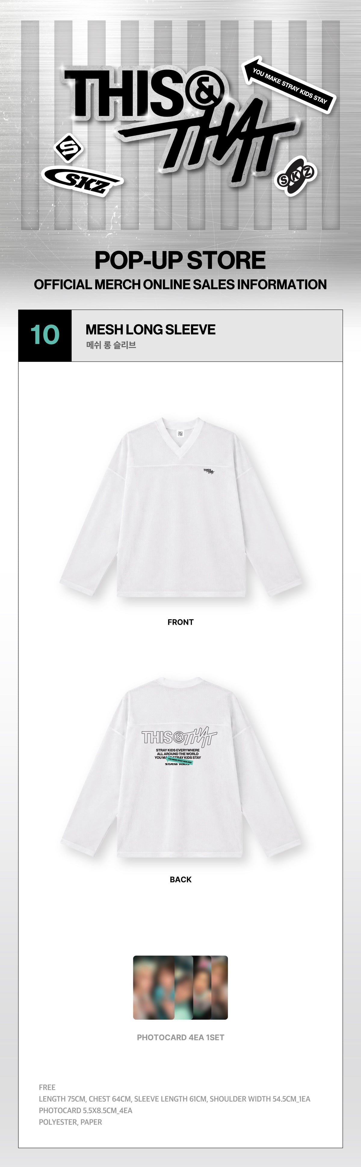 [PRE-ORDER] Stray Kids - Mesh Long Sleeve [THIS & THAT POP-UP Store Official MD] gallery image 1