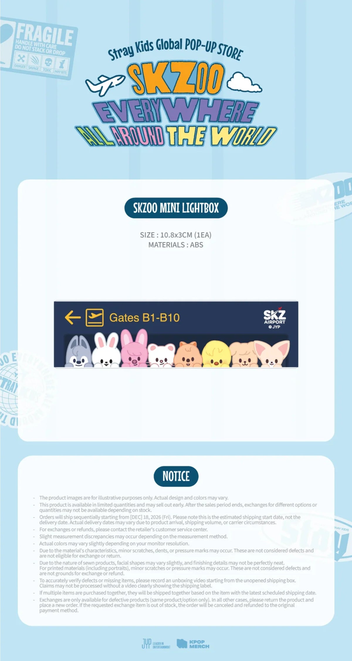 [PRE-ORDER] Stray Kids - Mini Light Box [SKZOO EVERYWHERE ALL AROUND THE WORLD Global POP-UP Official MD] gallery image 1