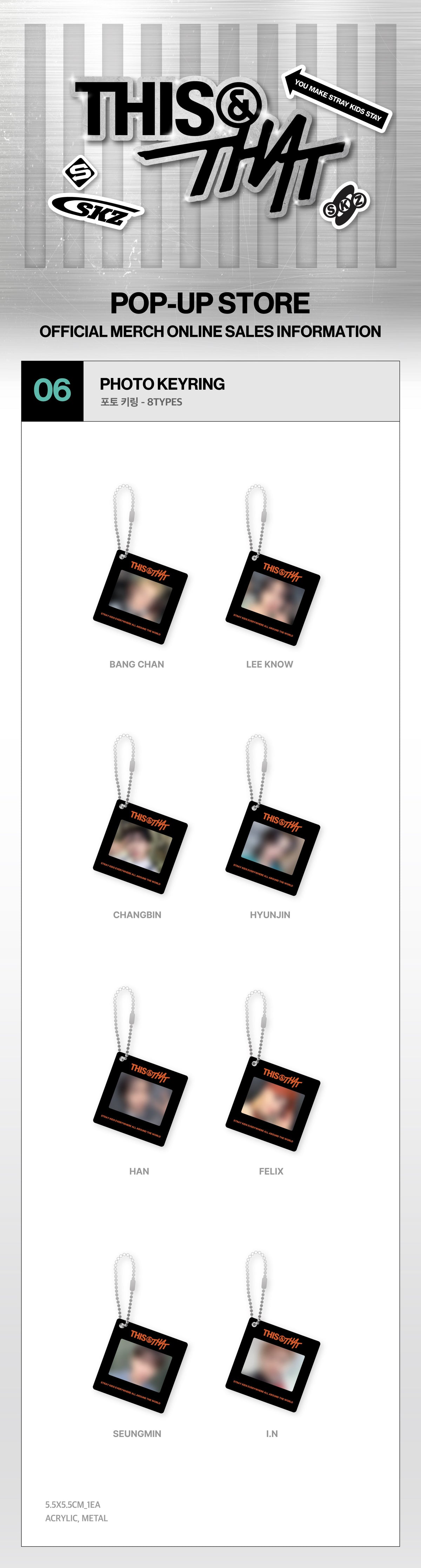 [PRE-ORDER] Stray Kids - Photo Keyring [THIS & THAT POP-UP Store Official MD] gallery image 1