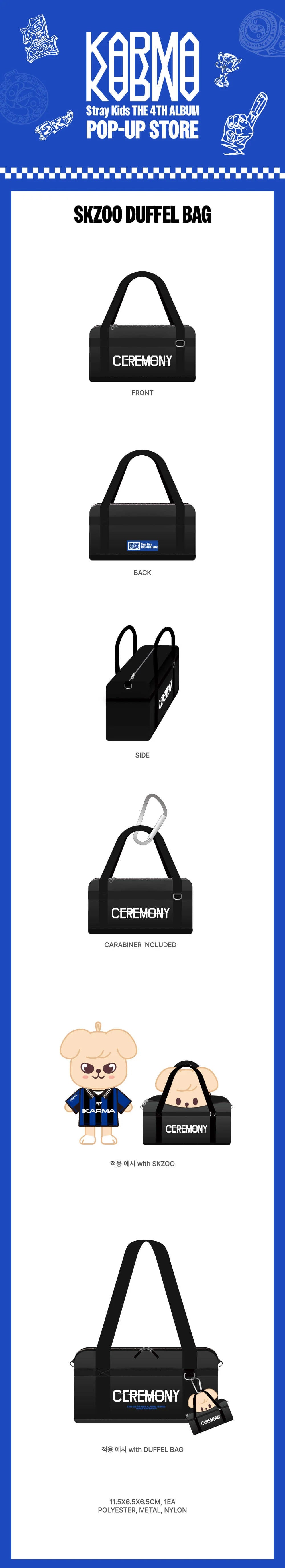 [PRE-ORDER] Stray Kids - SKZOO Duffel Bag [KARMA POP-UP Store Official MD]