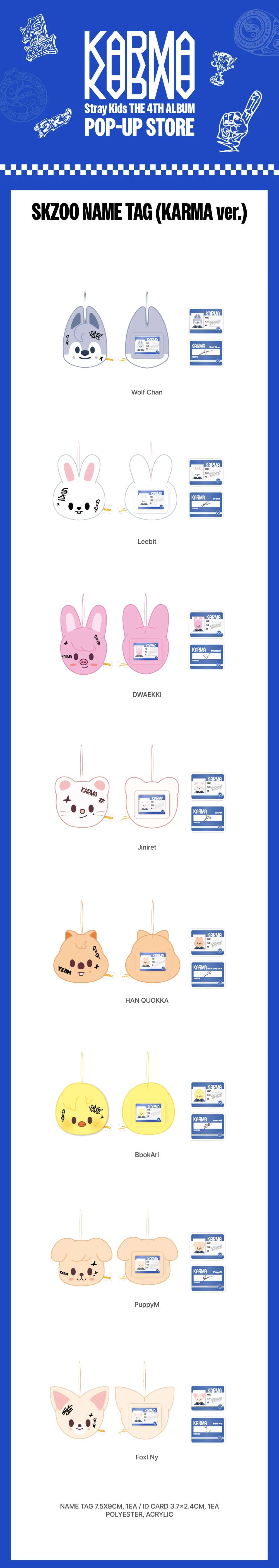 [PRE-ORDER] Stray Kids - SKZOO Name Tag (KARMA Ver.) [KARMA POP-UP Store Official MD]