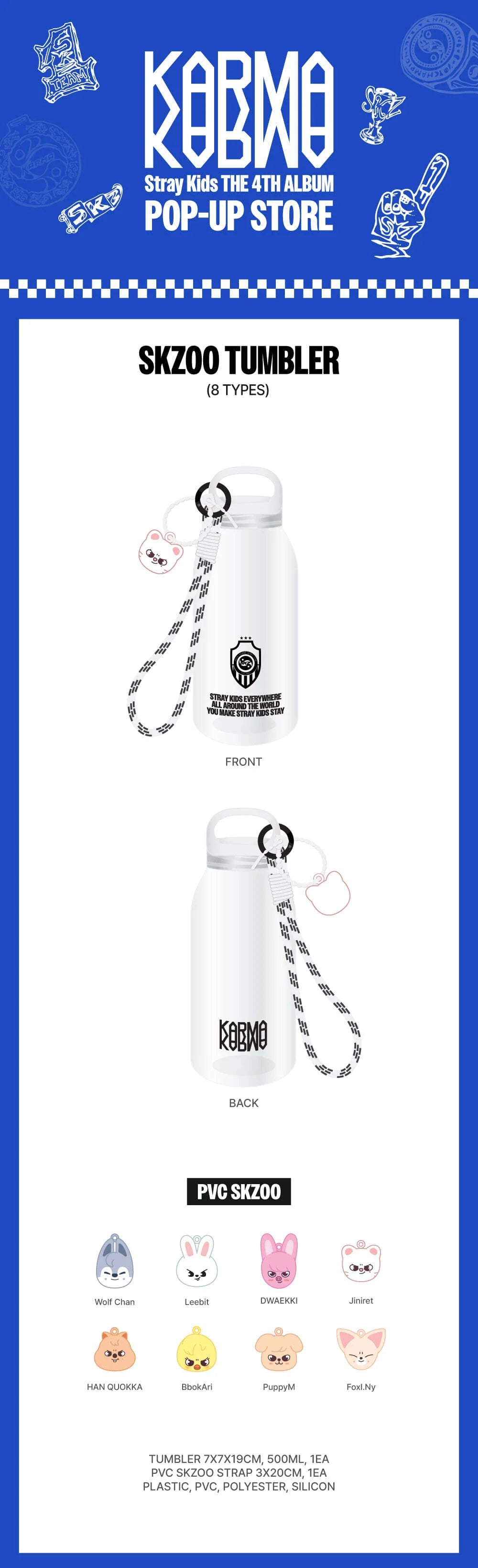 [PRE-ORDER] Stray Kids - SKZOO Tumbler [KARMA POP-UP Store Official MD]