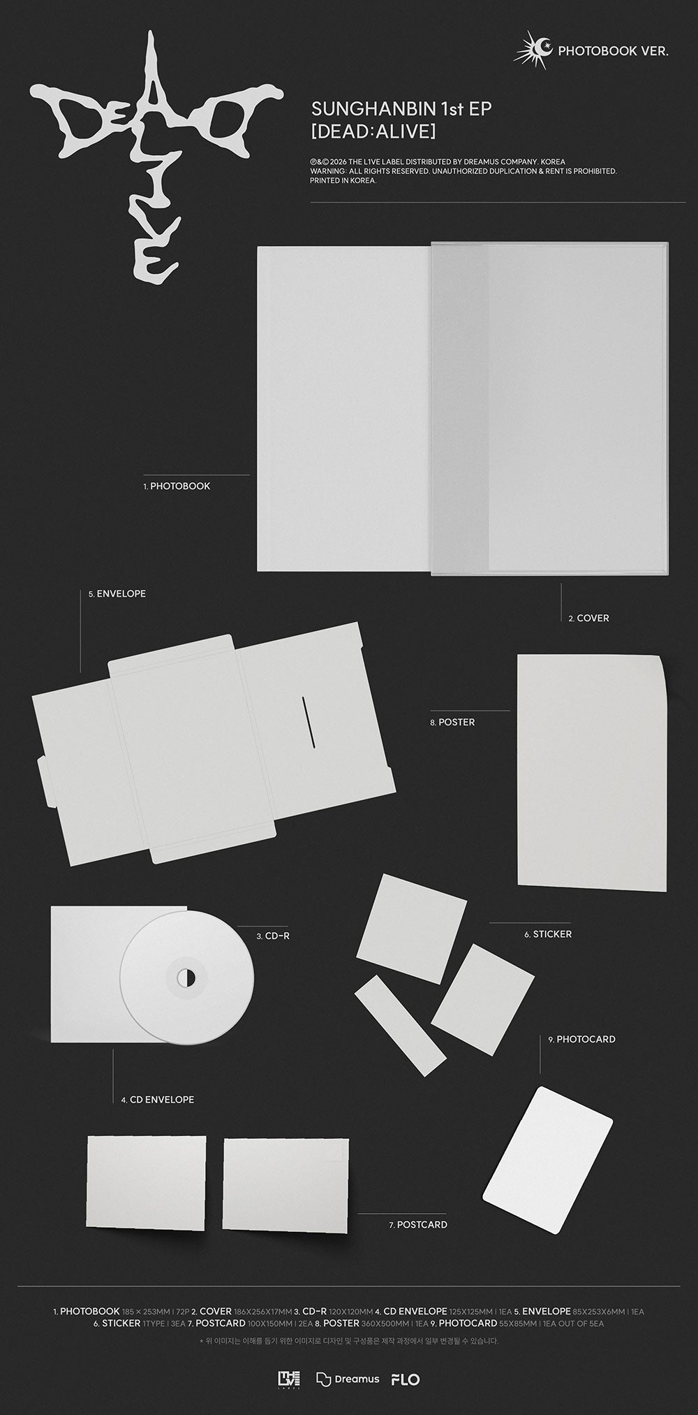[PRE-ORDER] SUNGHANBIN - DEAD:ALIVE [1st EP Album - Photobook Ver.] gallery image 1