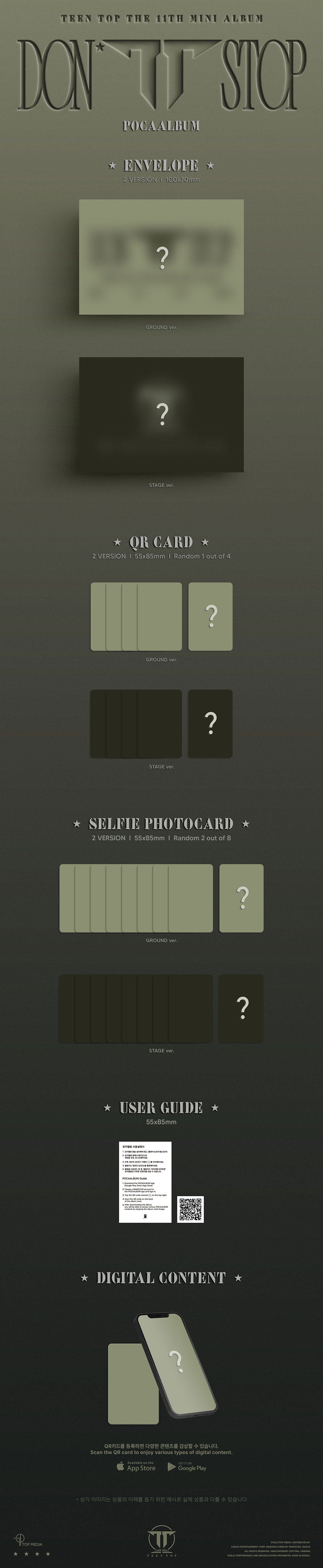 [PRE-ORDER] TEEN TOP - DON’T STOP [11th Mini Album - POCA Ver.] gallery image 1