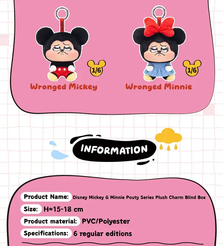 TOPTOY x DISNEY - Mickey & Minnie Pouty Series Plush Charm Blind Box gallery image 14