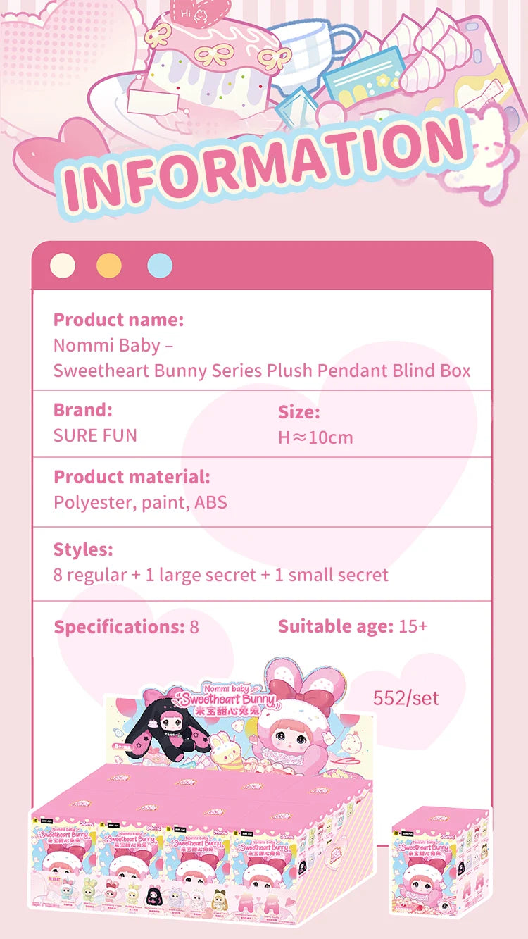 TOPTOY x NOMMI - Baby Sweetheart Bunny Plush Keychain Blind Box gallery image 16