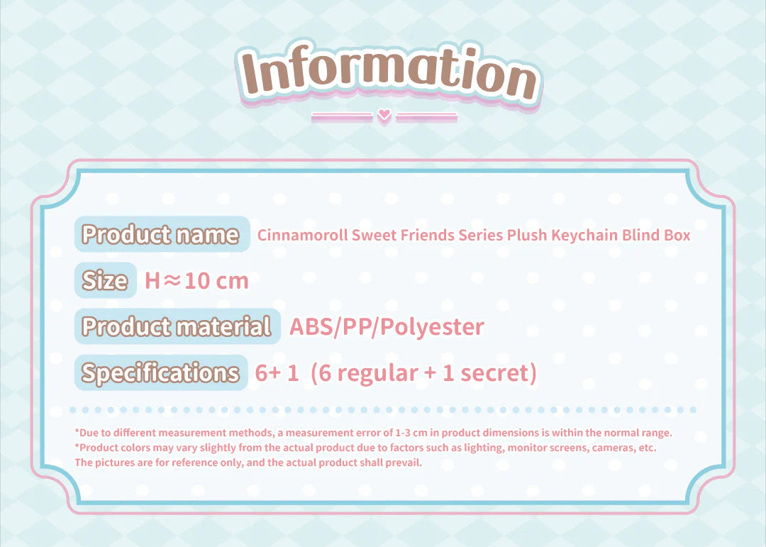 TOPTOY x SANRIO - Cinnamoroll Sweet Friends Series Plush Pendant Blind Box gallery image 14