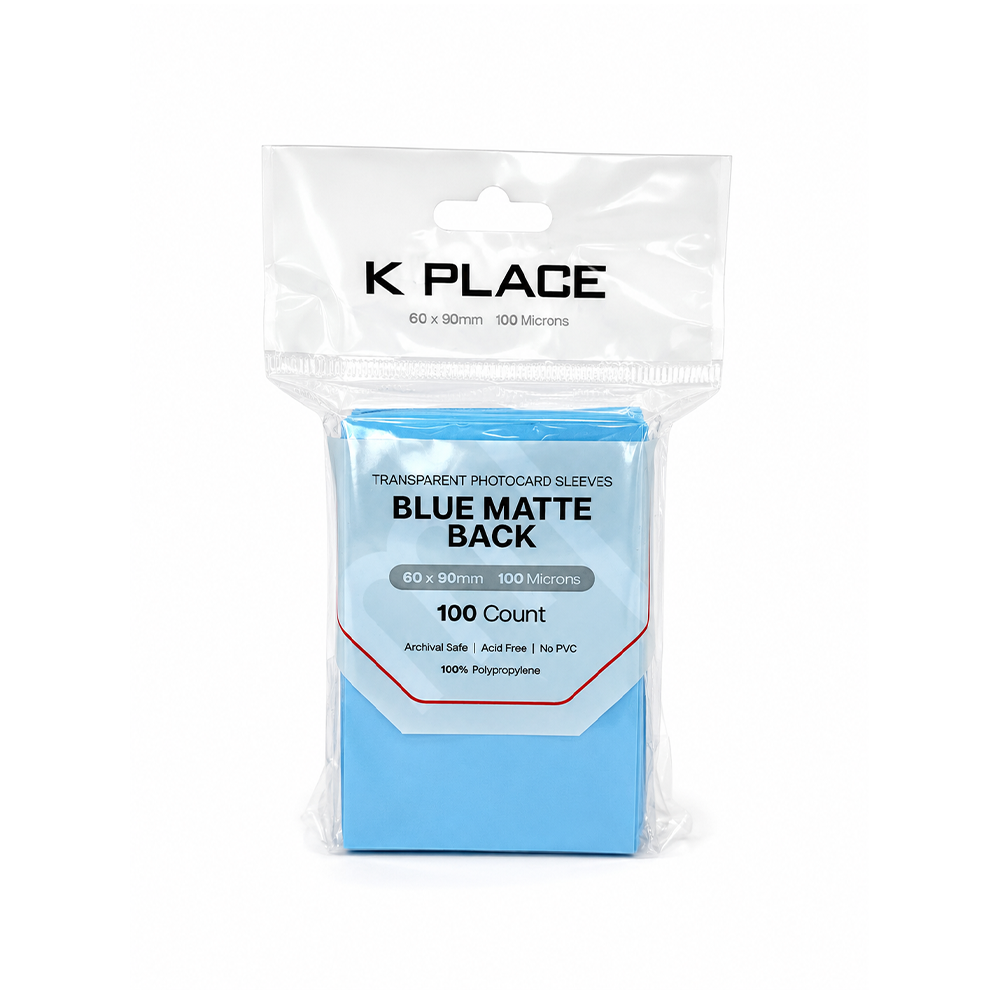 Transparent Photocard Sleeves Blue Matte Back 60 x 90mm 100 Microns 100 Count - Main Image 2