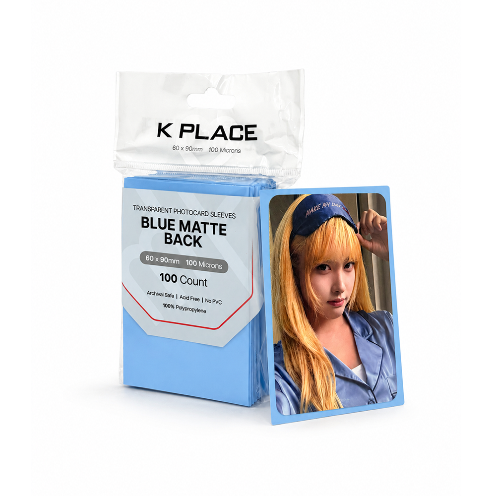 Transparent Photocard Sleeves Blue Matte Back 60 x 90mm 100 Microns 100 Count - Main Image 3