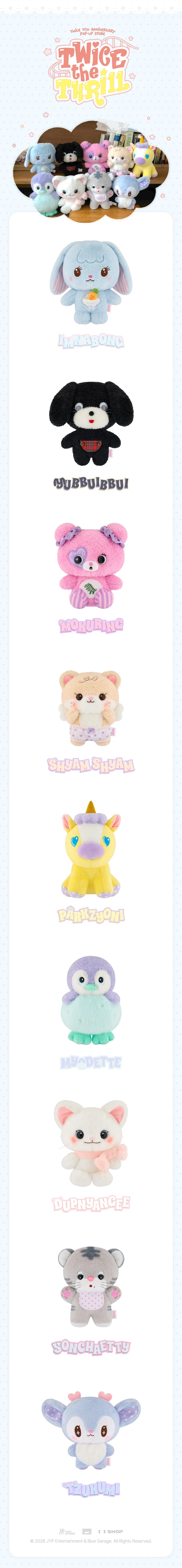 [PRE-ORDER] TWICE - Plush Original Ver. [11th Anniversary 'TWICE the THRILL' POP-UP Official MD] gallery image 1