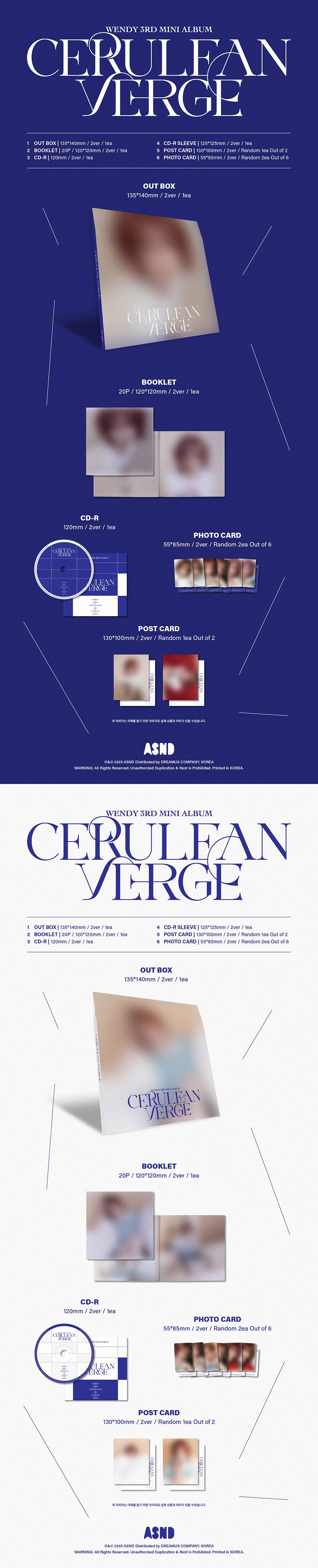 [PRE-ORDER] WENDY - Cerulean Verge [3rd Mini Album - Digipack Ver.]
