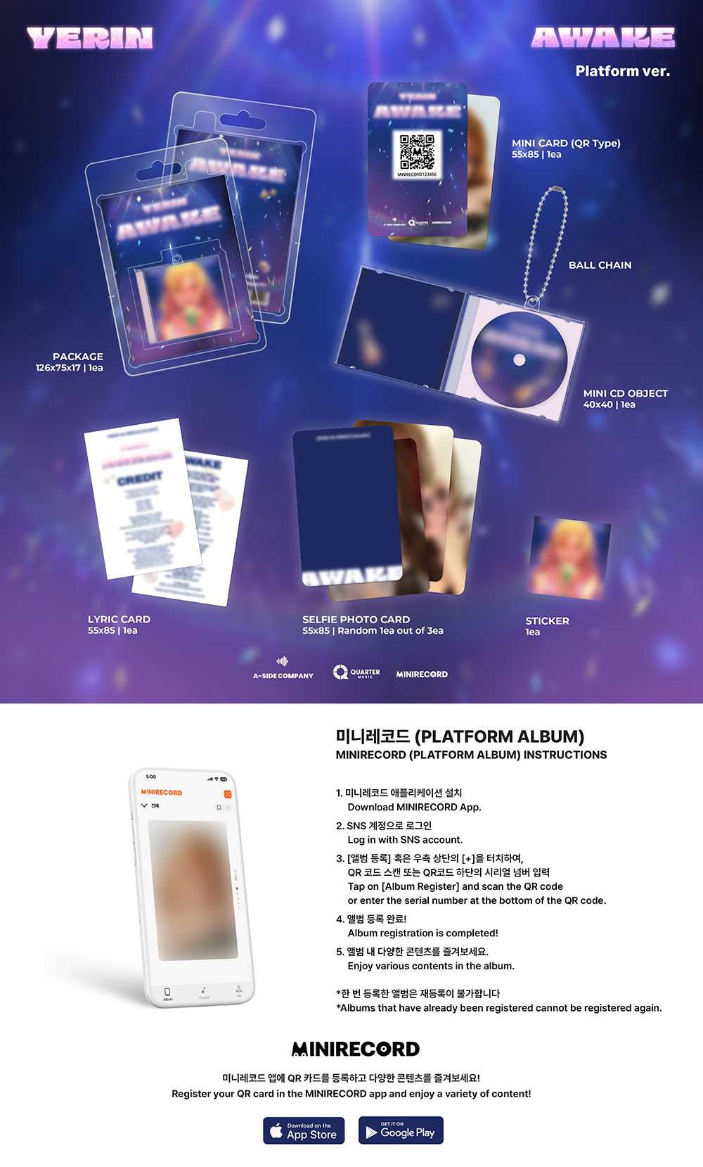 [PRE-ORDER] YERIN - Awake [1st Single Album - Platform Ver.]