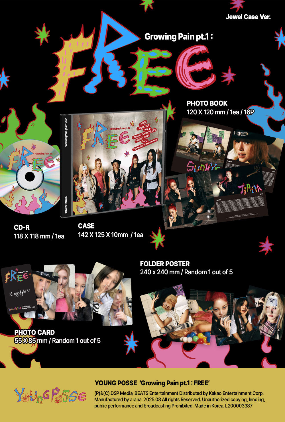 サインCD資料◆YOUNG POSSE◆Growing Pain pt1FREE YOUNG POSSE - Growing Pain pt.1 : FREE [4th EP Album - Jewel