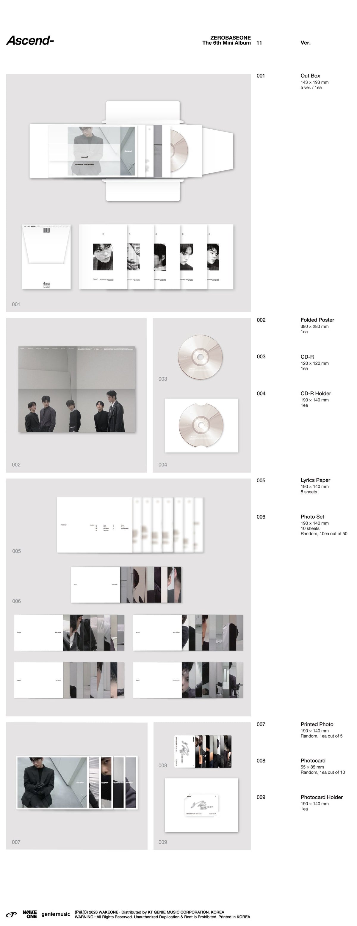 ZEROBASEONE - Ascend- [6th Mini Album - 11 Ver.] gallery image 1