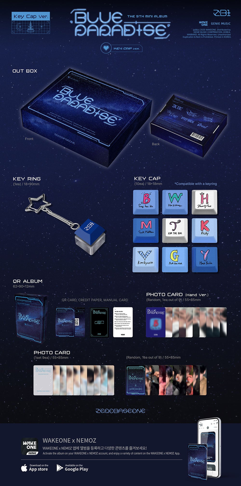 ZEROBASEONE - BLUE PARADISE [5th Mini Album - Key Cap Ver.]
