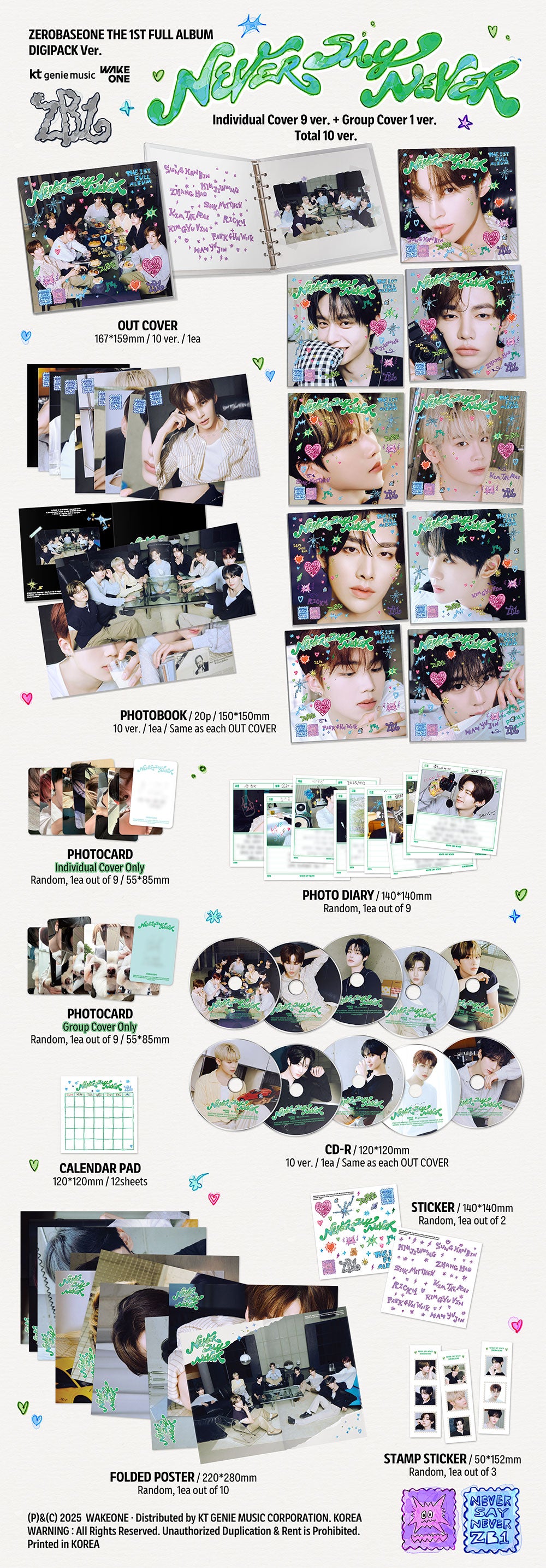 [PRE-ORDER] ZEROBASEONE - NEVER SAY NEVER [1st Album - Digipack Ver.]